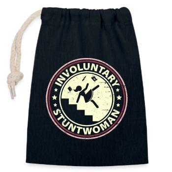 Involuntary Stuntwoman - Closable cotton gift bag (14x20cm) - navy - Front