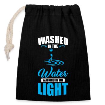 Gewaschen Im Wasser Wandelnd Im Licht - Verschließbarer Geschenkbeutel aus Baumwolle (14x20cm) - Schwarz - Vorne