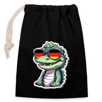 Crocodile Germany Football - Closable cotton gift bag (14x20cm) - black - Front