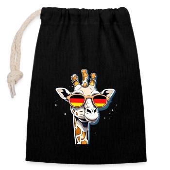 Giraffe Germany Flag Football Fan - Closable cotton gift bag (14x20cm) - black - Front