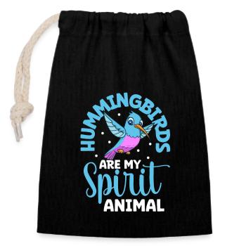 Favorite animal - hummingbird - Closable cotton gift bag (14x20cm) - black - Front