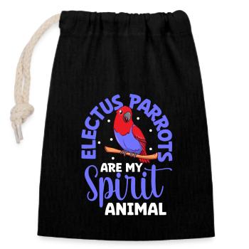 Favorite animal - Noble parrot - Closable cotton gift bag (14x20cm) - black - Front