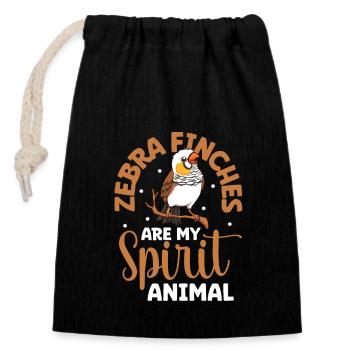 Favourite animal - Zebra finch - Closable cotton gift bag (14x20cm) - black - Front