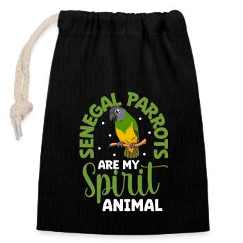 Favourite animal - Senegal parrot - Closable cotton gift bag (14x20cm) - black - Front