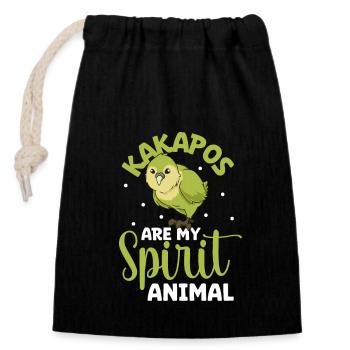 Favorite animal - Kakapo - Closable cotton gift bag (14x20cm) - black - Front