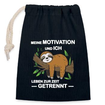 Funny sloth, no desire - Closable cotton gift bag (14x20cm) - navy - Front