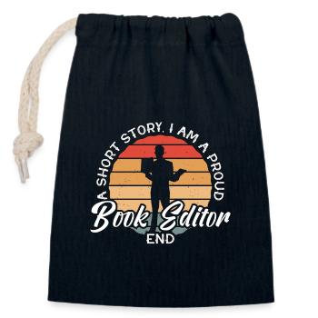 Book Editor A Short Story I Am Bookworm Publisher - Closable cotton gift bag (14x20cm) - navy - Front
