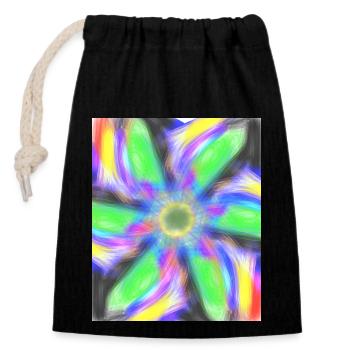 Psychedelische abstrakte Blume - Verschließbarer Geschenkbeutel aus Baumwolle (14x20cm) - Schwarz - Vorne