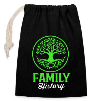 Family tree genealogy - Closable cotton gift bag (14x20cm) - black - Front