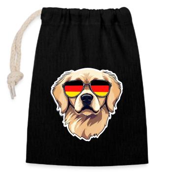 Golden Retriever Sunglasses Football Germany - Closable cotton gift bag (14x20cm) - black - Front
