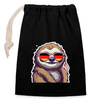 Sloth Sunglasses Germany Football Fan - Closable cotton gift bag (14x20cm) - black - Front