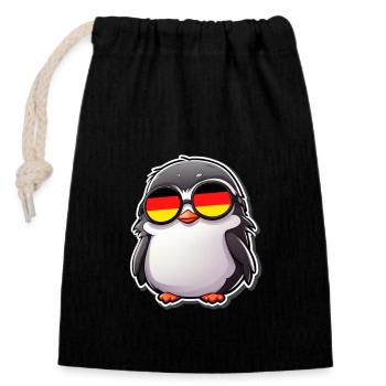 Penguin with sunglasses Germany Football - Closable cotton gift bag (14x20cm) - black - Front