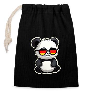 Panda with Sunglasses Football Germany Flag - Closable cotton gift bag (14x20cm) - black - Front