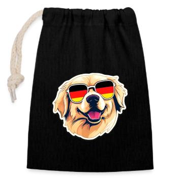 Golden Retriever Sunglasses Football Germany - Closable cotton gift bag (14x20cm) - black - Front