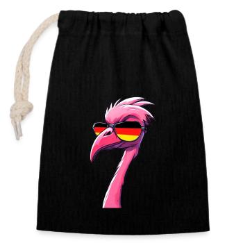 Flamingo - Verschließbarer Geschenkbeutel aus Baumwolle (14x20cm) - Schwarz - Vorne
