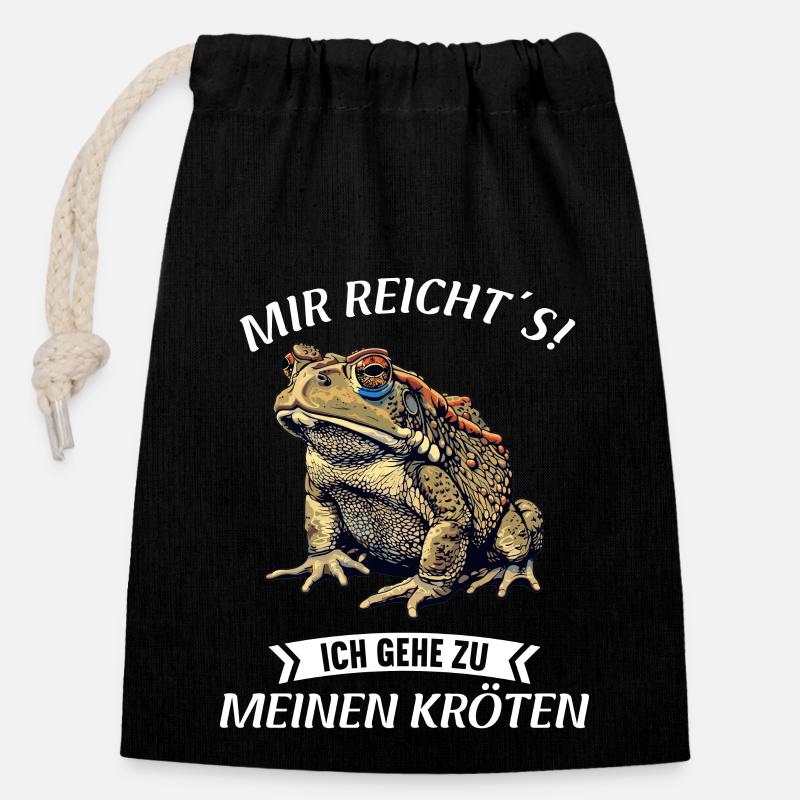 Toad Kröten Kröte - Verschließbarer Geschenkbeutel aus Baumwolle (14x20cm) - Schwarz