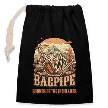 Bagpiper Scottish bagpipe sound - Closable cotton gift bag (14x20cm) - black - Front