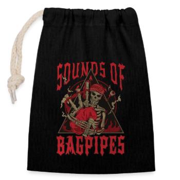 Bagpiper Scottish bagpipe sound - Closable cotton gift bag (14x20cm) - black - Front