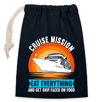Croisière Vacances Bateau de croisière - Sac cadeau en coton avec cordon (14 x 20 cm) - bleu marine - Devant
