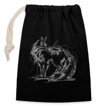 Fox animal lover, wildlife enthusiast, - Closable cotton gift bag (14x20cm) - black - Front