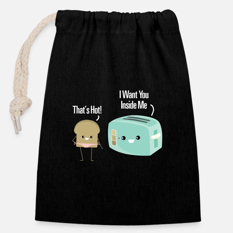 Ich will dich in mir - das ist heiß. Lustiger Toaster - Verschließbarer Geschenkbeutel aus Baumwolle (14x20cm) - Schwarz