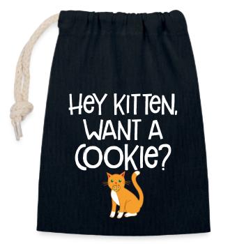 Hey Kitten Want A Cookie Cute Cat Animal Lover Fun - Sac cadeau en coton avec cordon (14 x 20 cm) - bleu marine - Devant