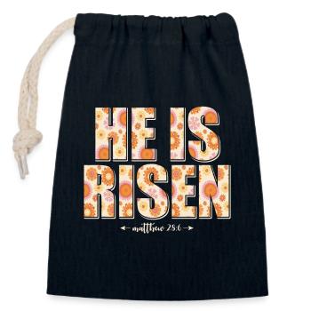 Il est Jésus chrétien ressuscité - Sac cadeau en coton avec cordon (14 x 20 cm) - bleu marine - Devant