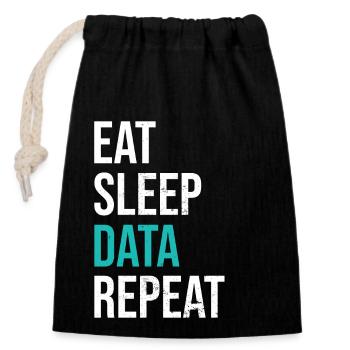 Eat Sleep Data Repeat Statistik Liebhaber - Verschließbarer Geschenkbeutel aus Baumwolle (14x20cm) - Schwarz - Vorne