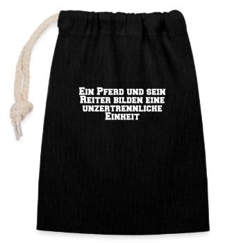 Riding - A horse and its rider form a - Closable cotton gift bag (14x20cm) - black - Front