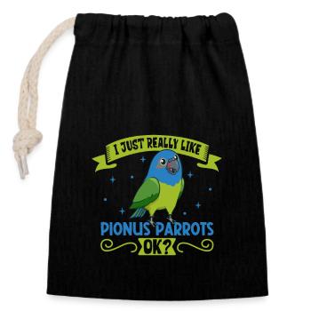 I love my red-rumped parrot - Closable cotton gift bag (14x20cm) - black - Front