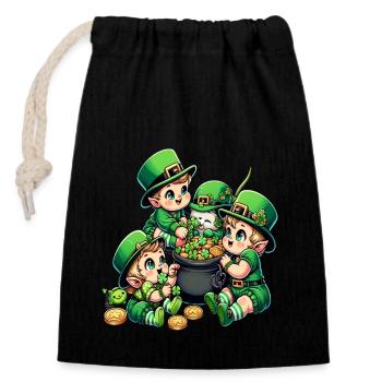 Happy Leprechaun (Irish Leprechaun) Babies - Closable cotton gift bag (14x20cm) - black - Front