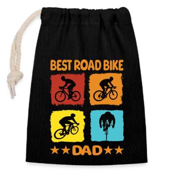 Best Road Bike Dad - Verschließbarer Geschenkbeutel aus Baumwolle (14x20cm) - Schwarz - Vorne