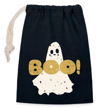 Retro vintage Text Boo in gold. Halloween Ghost - Verschließbarer Geschenkbeutel aus Baumwolle (14x20cm) - Navy - Vorne
