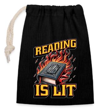 Literature Teacher Reading Is Lit Educator Bookish - Verschließbarer Geschenkbeutel aus Baumwolle (14x20cm) - Schwarz - Vorne