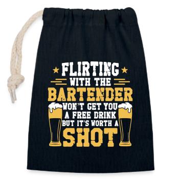 Bartender Mixologist Flirting With - Closable cotton gift bag (14x20cm) - navy - Front