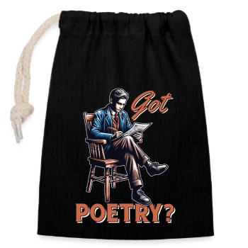 Poetry Lover Got Poetry Literature Teacher Bookish - Closable cotton gift bag (14x20cm) - black - Front