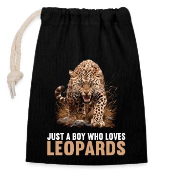 Leoparden Leopard - Closable cotton gift bag (14x20cm) - black - Front