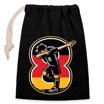 8 Years Boy Soccer Black Red Gold - Closable cotton gift bag (14x20cm) - black - Front