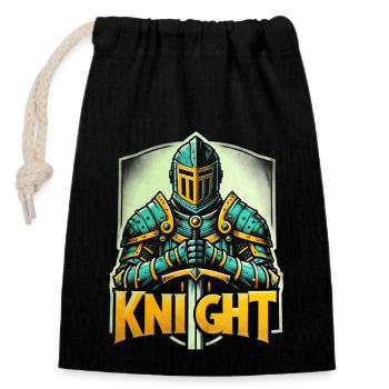 Knight Armor Sword Medieval - Closable cotton gift bag (14x20cm) - black - Front