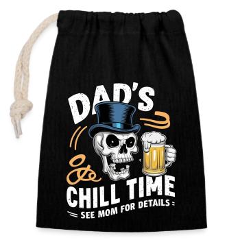 Dad S Chill Time - Bier Papa - Verschließbarer Geschenkbeutel aus Baumwolle (14x20cm) - Schwarz - Vorne