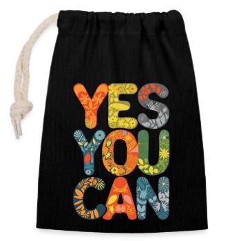 Yes You Can - Closable cotton gift bag (14x20cm) - black - Front