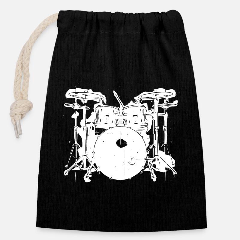 Percussion - Sac cadeau en coton avec cordon (14 x 20 cm) - noir