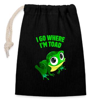 Je vais où je suis crapaud drôle grenouille mignonne humour animal - Sac cadeau en coton avec cordon (14 x 20 cm) - noir - Devant