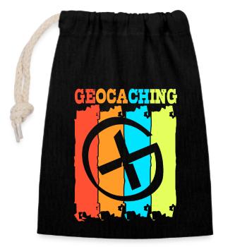 Geocaching Geocache Geocacher - Verschließbarer Geschenkbeutel aus Baumwolle (14x20cm) - Schwarz - Vorne