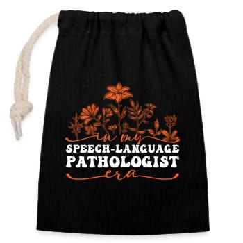 In My Speech-Language Pathologist Era Blumenmotiv - Verschließbarer Geschenkbeutel aus Baumwolle (14x20cm) - Schwarz - Vorne