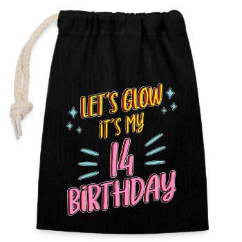 14th birthday Girl Lets Glow My 14 Years Old Gifts - Closable cotton gift bag (14x20cm) - black - Front