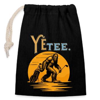 Yeti golfer, here is the Yete! - Closable cotton gift bag (14x20cm) - black - Front
