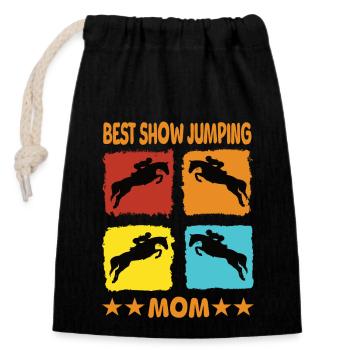 Best Show Jumping Mom - Verschließbarer Geschenkbeutel aus Baumwolle (14x20cm) - Schwarz - Vorne
