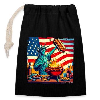 Nostalgisches amerikanisches BBQ-Design USA-Fans - Verschließbarer Geschenkbeutel aus Baumwolle (14x20cm) - Schwarz - Vorne