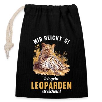 Leoparden Leopard - Closable cotton gift bag (14x20cm) - black - Front
